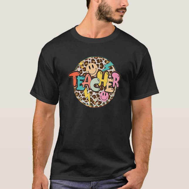 Leopard Teacher  Teacher Lightning Bolt Back To Sc T-Shirt (Front)