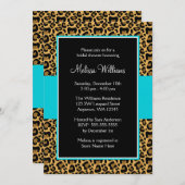 Leopard Teal Blue Bridal Shower Invitations (Front/Back)