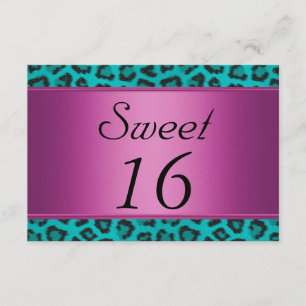 Leopard Teal Pink Sweet 16 Invitation