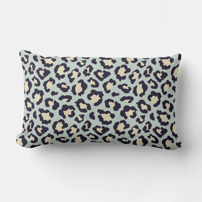 Leopard teal print throw pillow. lumbar pillow (Front)