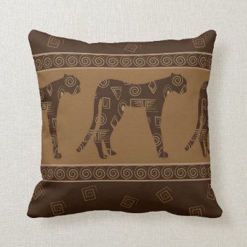 Leopard Textile Print In Brown And Tan Throw Pillow by kitandkaboodle at Zazzle