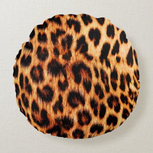 Leopard texture, African animal seamless pattern. Round Pillow