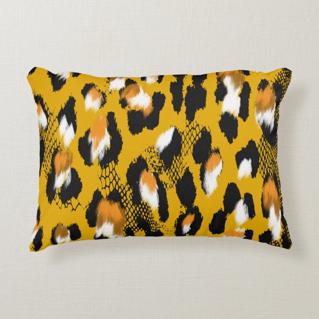 Leopard Texture Animal Print Background Accent Pillow (Front)