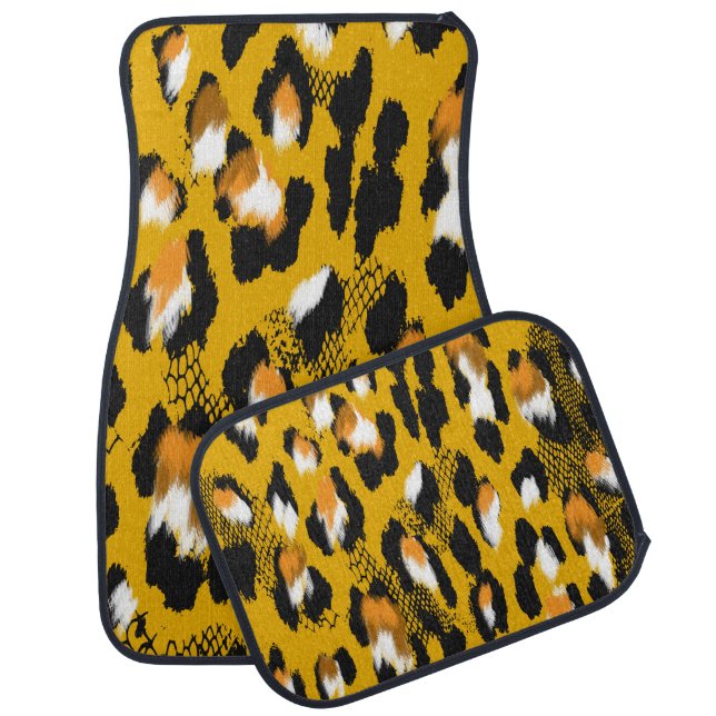 Leopard Texture Animal Print Background Car Floor Mat (Set)