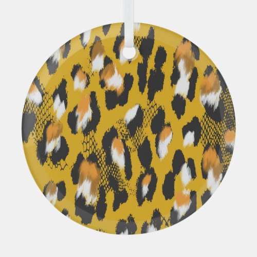 Leopard Texture Animal Print Background Glass Ornament