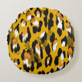 Leopard Texture Animal Print Background Round Pillow