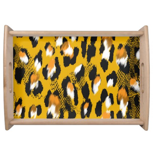 Leopard Texture Animal Print Background Serving Tray