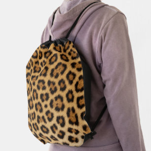 leopard texture fur skin leather animal print patt drawstring bag