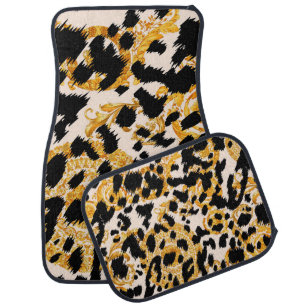 Leopard texture: gold baroque pattern. car floor mat