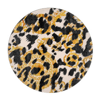 Leopard texture: gold baroque pattern. cutting board