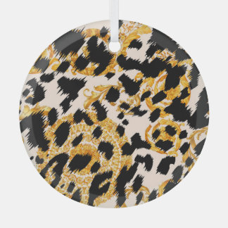 Leopard texture: gold baroque pattern. glass ornament