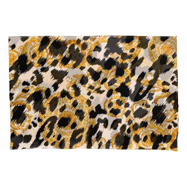Leopard texture: gold baroque pattern. pillow case (Front)