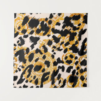 Leopard texture: gold baroque pattern. tapestry