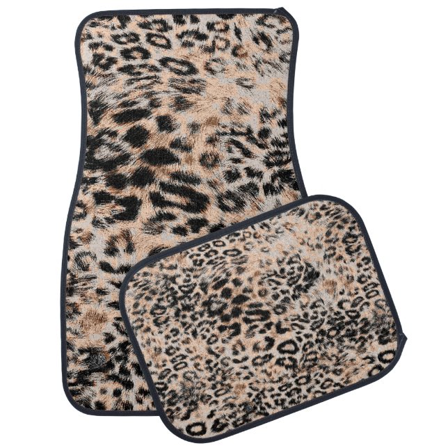 Leopard texture, leopard animal print pattern car floor mat (Set)
