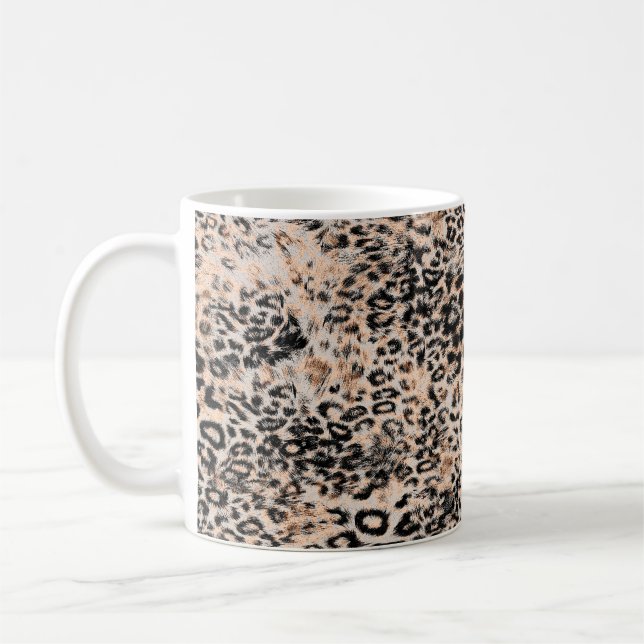 Leopard texture, leopard animal print pattern coffee mug (Left)