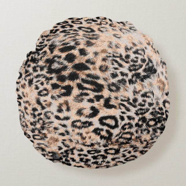 Leopard texture, leopard animal print pattern round pillow (Front)
