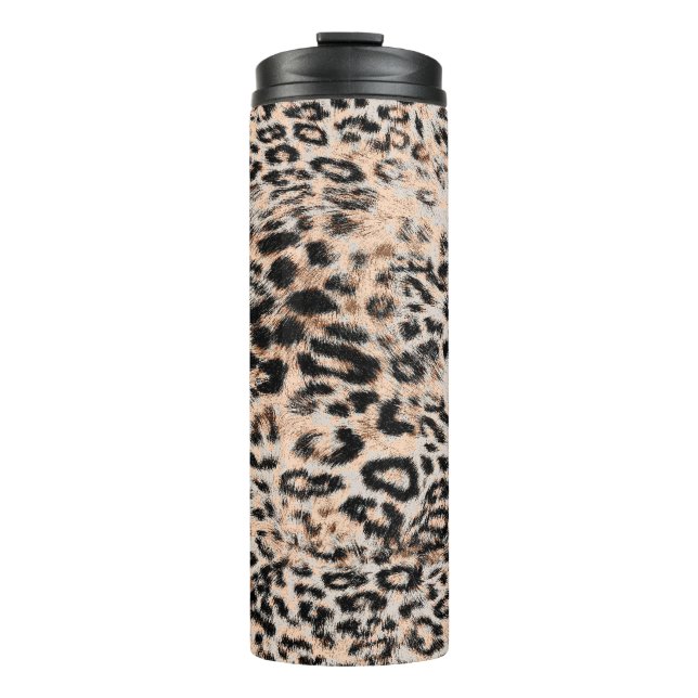 Leopard texture, leopard animal print pattern thermal tumbler (Front)