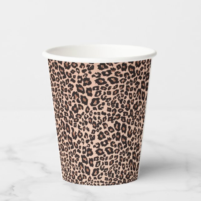 Leopard Theme Cups - Elegant Black & Gold (Front)