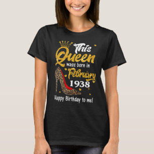 Leopard This Queen Was Born In February 1938 85th  T-Shirt
