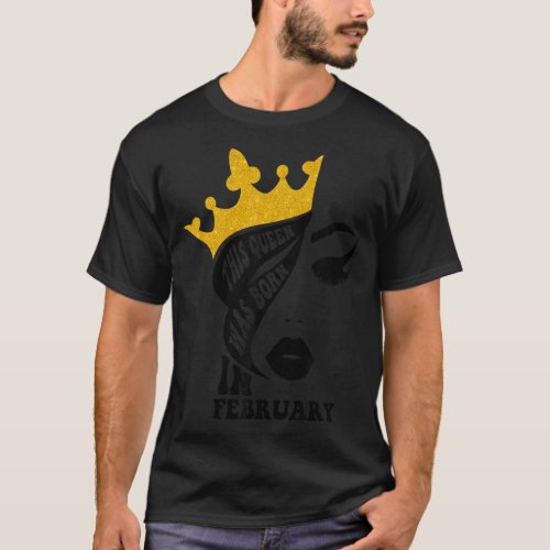 Leopard This Queen Was Born In February Happy Birt T_Shirt