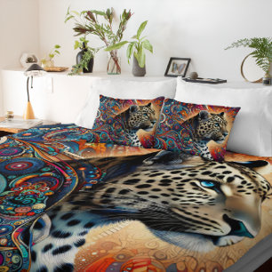 Leopard Thrill: Bold Branch and Birds Duvet Cover