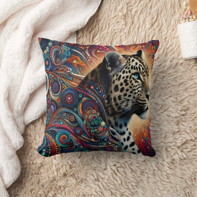 Leopard Thrill: Bold Branch and Birds Throw Pillow (Blanket)