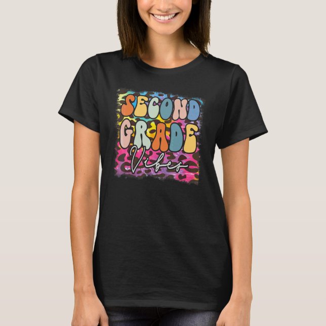Leopard Tie Dye 2nd Grade Vibes Back School Teache T-Shirt (Front)