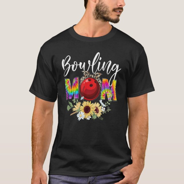 Leopard Tie Dye Bowling Mom Life Game Day Mother's T-Shirt (Front)