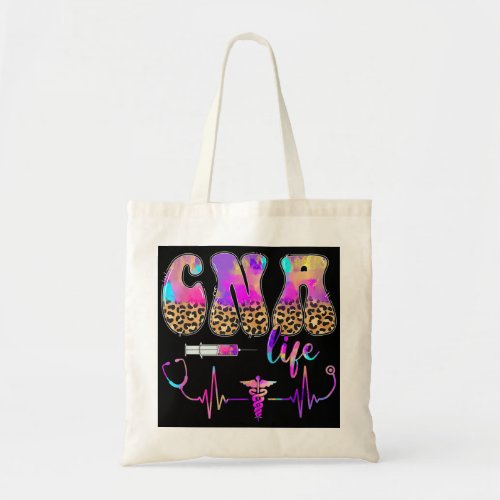 Leopard Tie Dye CNA Nurse Stethoscope Nurse Week Tote Bag