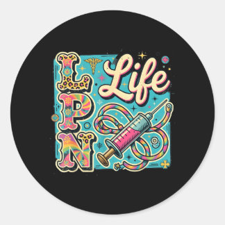 Leopard Tie Dye LPN Life Nurse Squad Nurses Classic Round Sticker