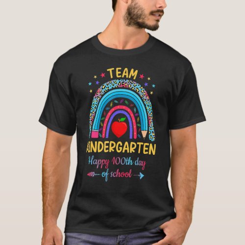 Leopard Tie Dye Rainbow Team Kindergarten 100 Days T_Shirt