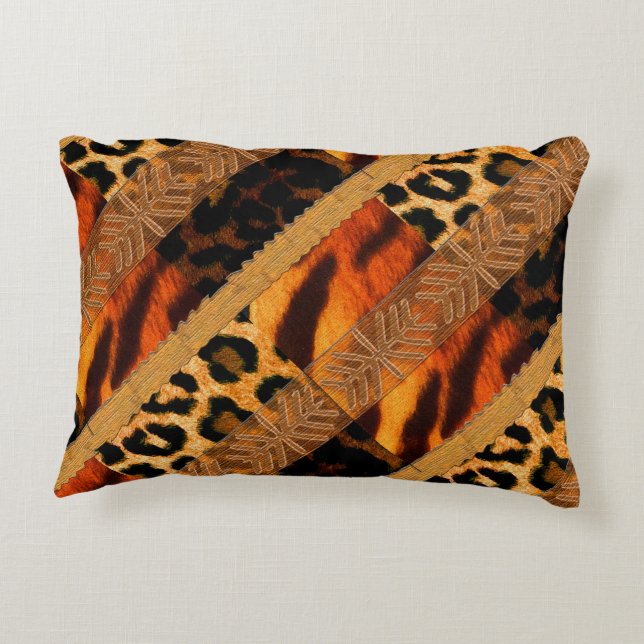 Leopard &Tiger Animal Accent Pillow (Back)