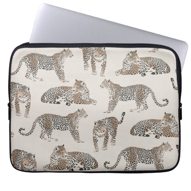 Leopard Tiger Animal Pink Modern Laptop Sleeve (Front)