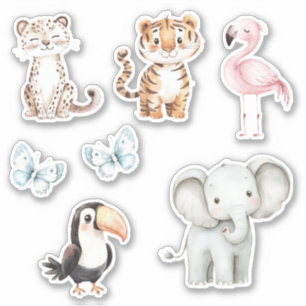 Leopard Tiger Flamingo Elephant Toucan Butterflies Sticker