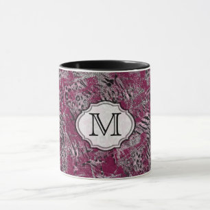 Leopard tiger grey Burgundy spotted animal skin . Mug