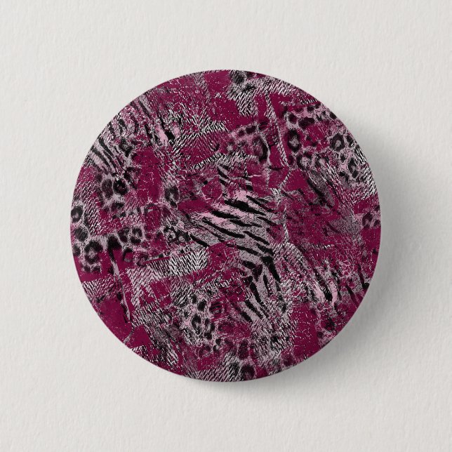 Leopard tiger grey maroon spotted button (Front)