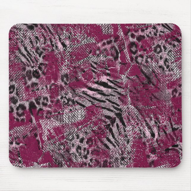 Leopard tiger grey maroon spotted mouse pad (Front)