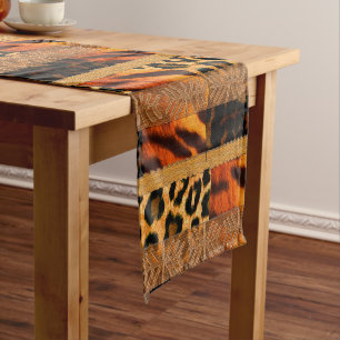 Leopard & Tiger – Modern Safari Pattern Short Table Runner