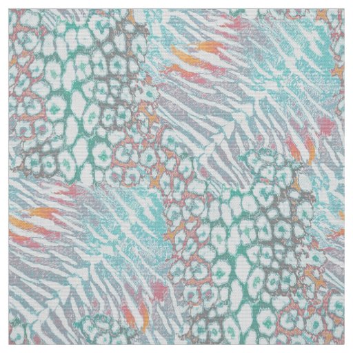Leopard ,tiger, skin, spotted, striped, Turquoise, Fabric