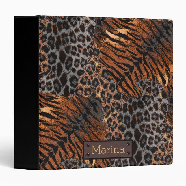 Leopard tiger skin trendy 3 ring binder (Front/Spine)