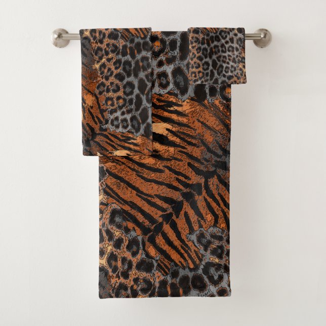 Leopard tiger skin trendy bath towel set (Insitu)