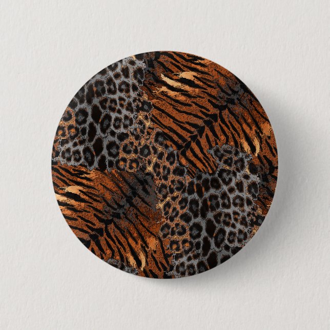 Leopard tiger skin trendy button (Front)