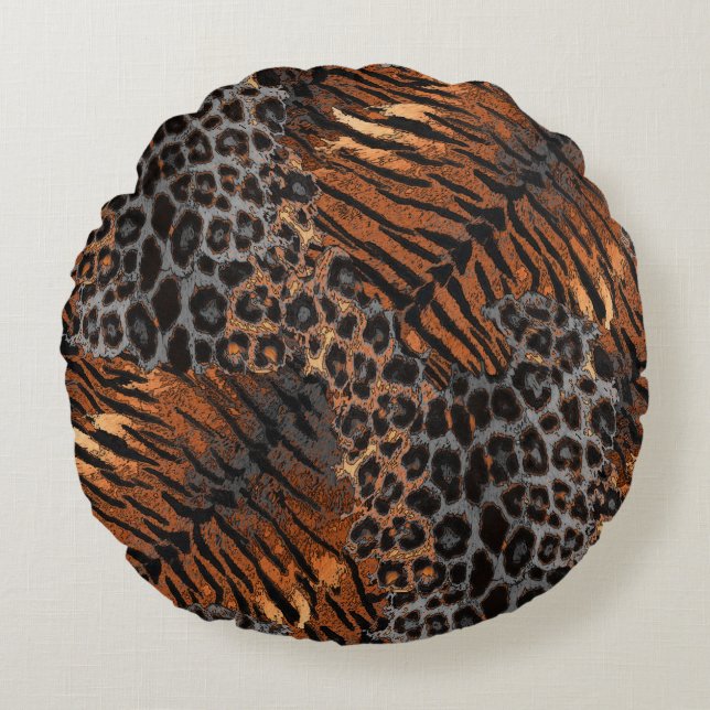Leopard tiger skin trendy round pillow (Front)