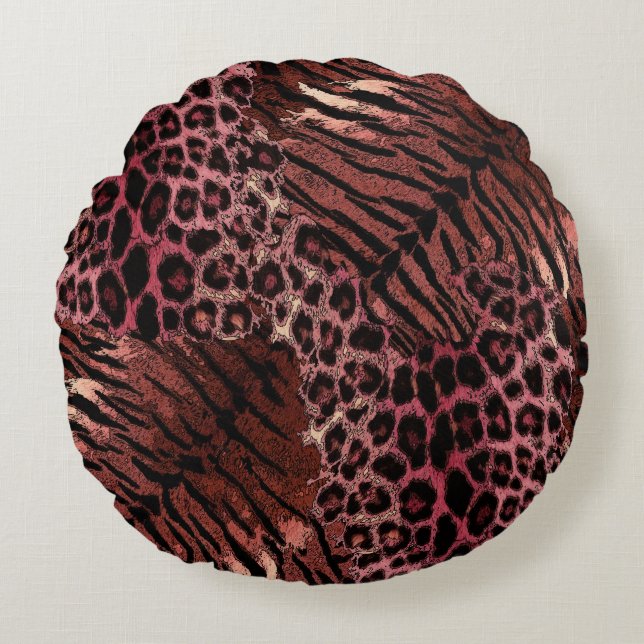Leopard tiger skin trendy round pillow (Front)