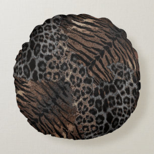 Leopard tiger skin trendy round pillow