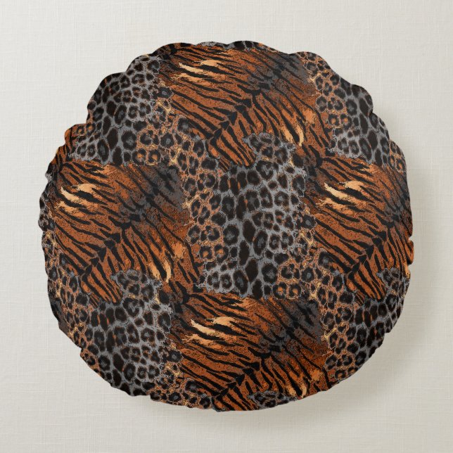 Leopard tiger skin trendy round pillow (Front)