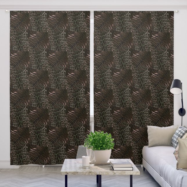 Leopard tiger skin trendy spotted striped cat blackout curtains (Living Room)