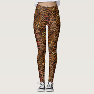 Leopard tiger skin trendy spotted striped cat leggings