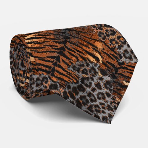 Leopard tiger skin trendy spotted striped cat neck tie