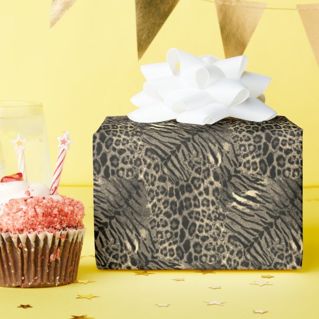 Leopard tiger skin trendy wrapping paper (Birthday Party)